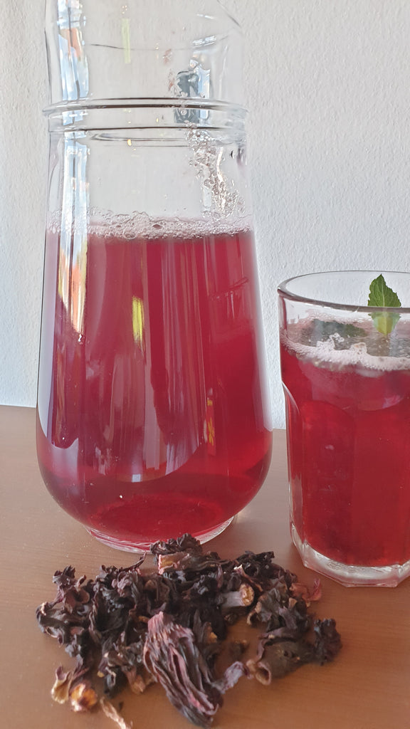 HIBISKUSOVA 🌺 VODA Z METO IN CHIO / HIBISCUS WATER WITH MINT LEAVES AND CHIA