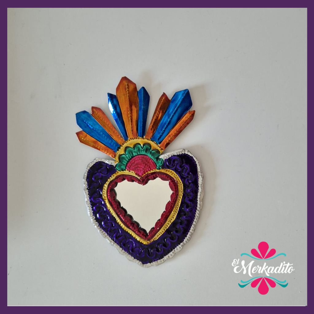 HANDMADE TIN HEART MIRRORS- El Merkadito | El Merkadito